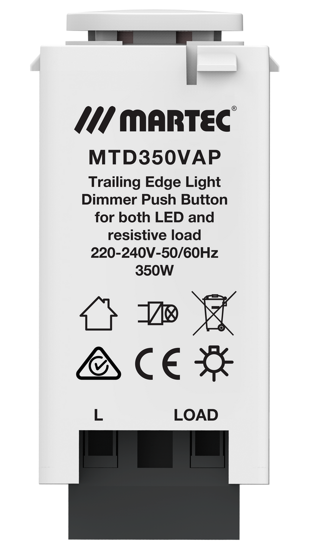 Dimmer Push Button Electronic Mechanism LED 350VA Trailing Edge