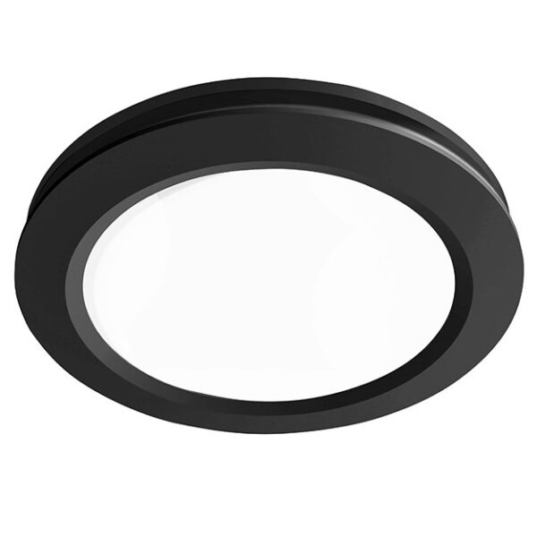 Saturn Round 250mm Exhaust Fan Matt Black  with 17w Tricolour LED Light