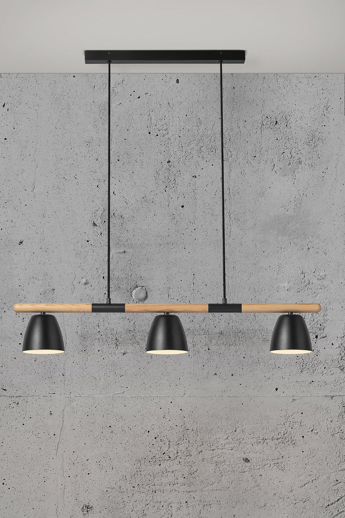 Theo 3-Pendant Pendant Light Black