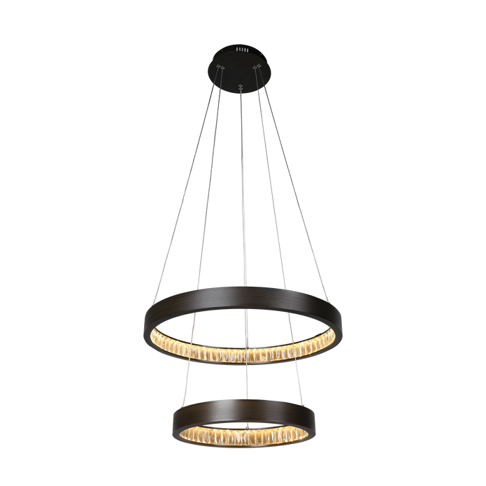Margo 60+40 GRA 2 Tier 52W 3K LED Adjustable Crystal Pendant