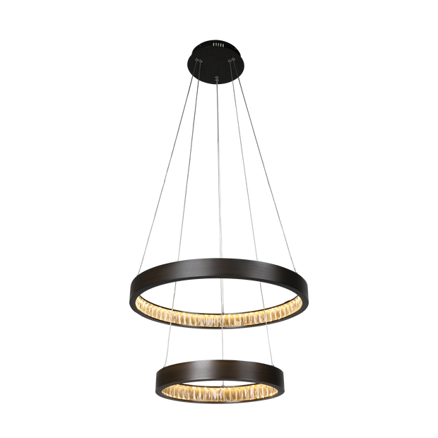 Margo 60+40 GRA 2 Tier 52W 3K LED Adjustable Crystal Pendant