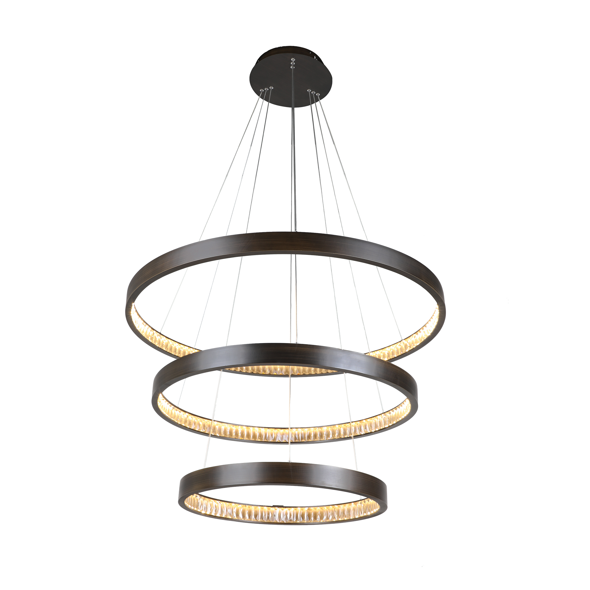 Margo 100+80+60 GRA 3 Tier 110W 3K LED Adjustable Crystal Pendant