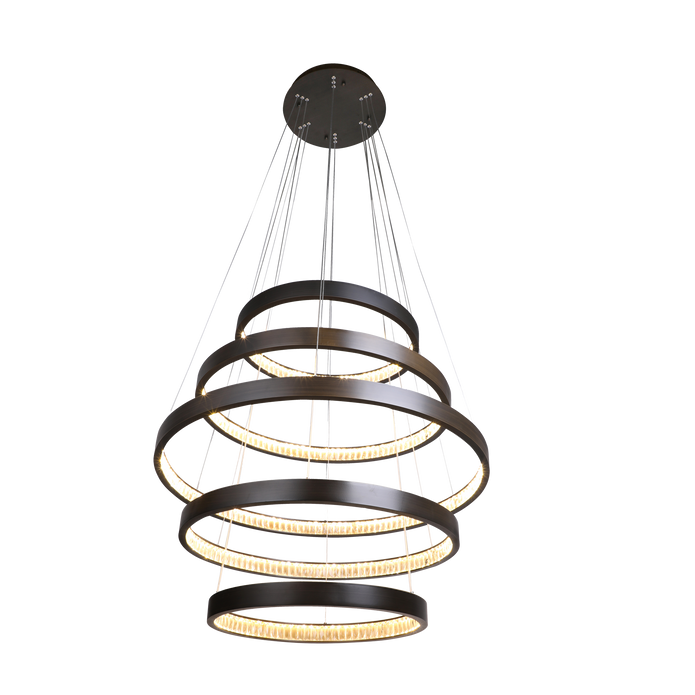 Margo 60+80+100+80+60 GRA 5 Tier 184W 3K LED Adjustable Crystal Pendant