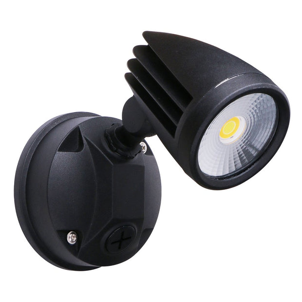 Fortress II LED Flood Light Outdoor Single Spot 15w Tricolour Matt Black