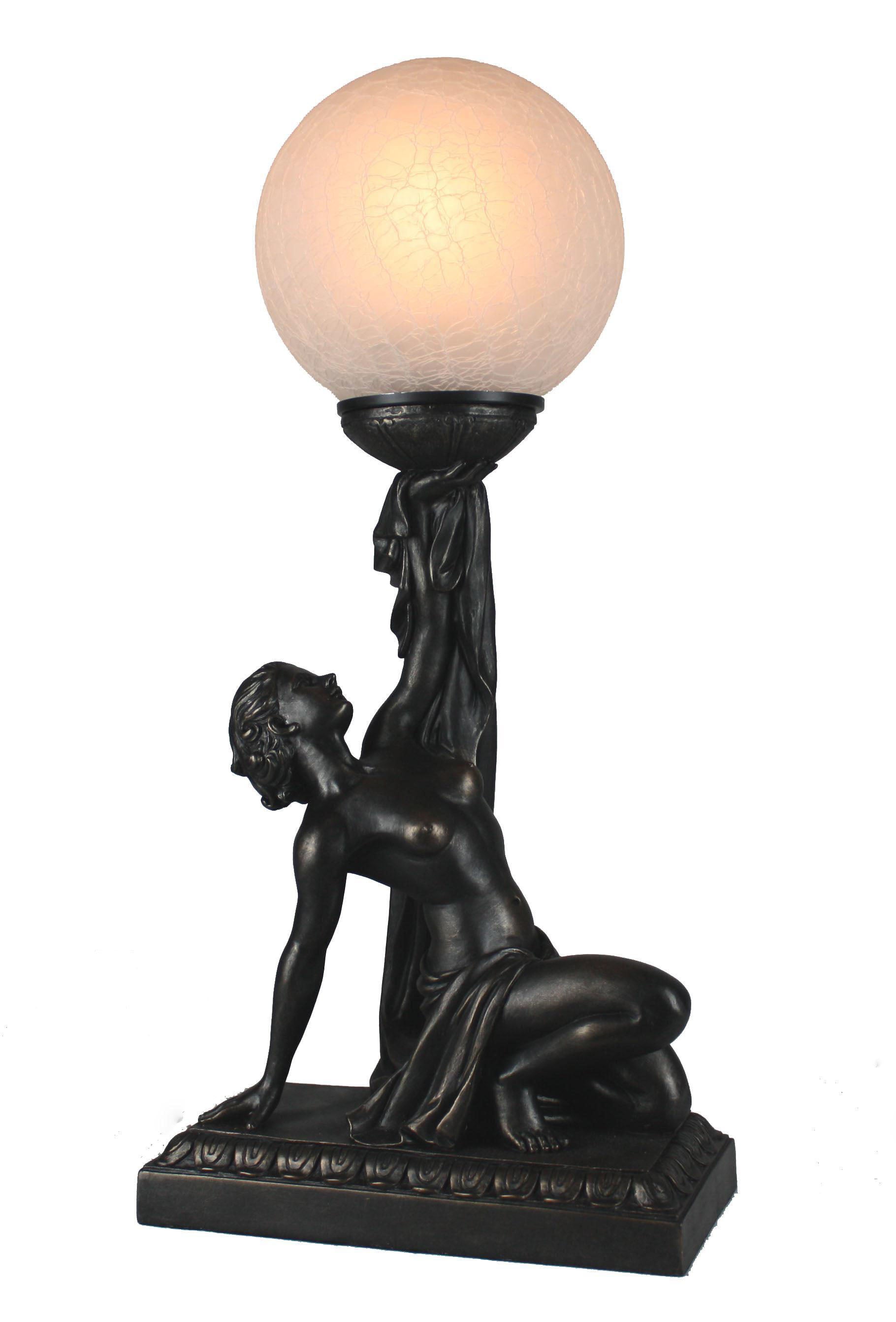 Kneeling lady upholding ball lamp