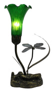 Single Branch Upward Dragonfly Lily Tiffany Table Lamp