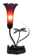 Single Branch Upward Dragonfly Lily Tiffany Table Lamp