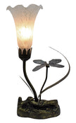 Single Branch Upward Dragonfly Lily Tiffany Table Lamp