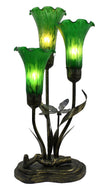Triple Branch Upward Dragonfly Lily Tiffany Table Lamp