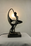 Frosted Round Glass Panel Art Deco Lamp - Contemporary Dancing Lady
