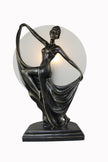 Frosted Round Glass Panel Art Deco Lamp - Ancient Dancing Lady