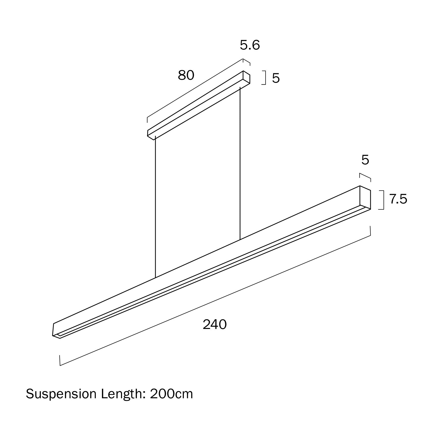 Navaro II Black 60W CCT 240cm LED Linear Pendant
