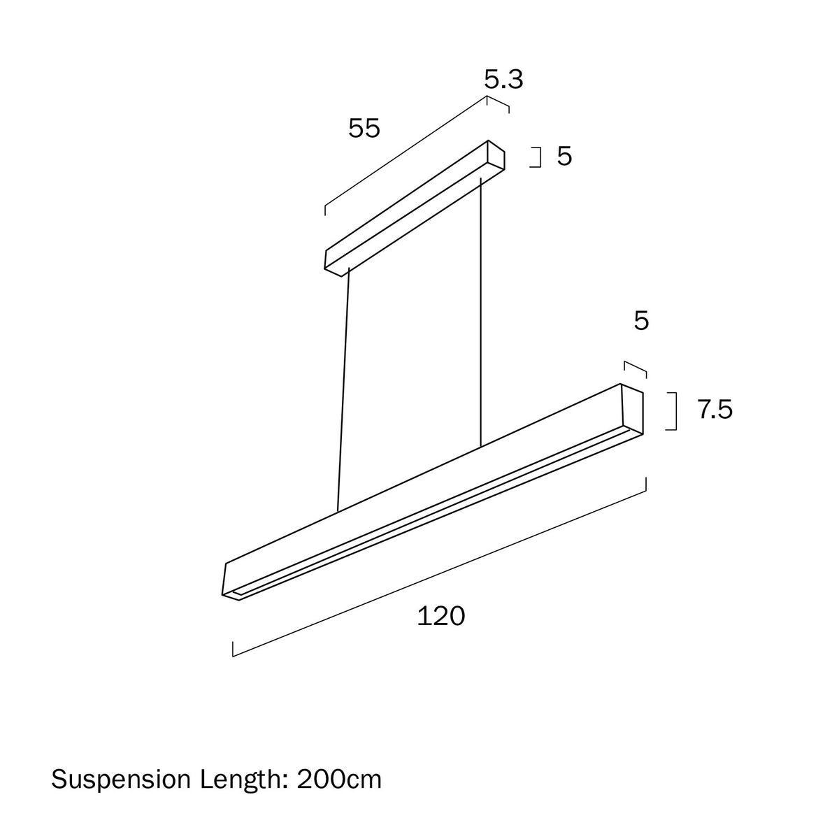 Navaro White or Gold/Black 40W 120cm Smart LED Linear Pendant