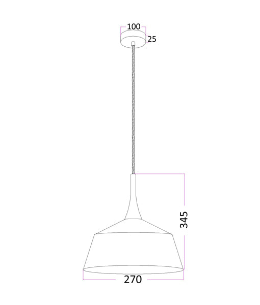 NORDIC: Modern Scandinavian Small 270mm Dome Shape Steel & Wood Pendant Lights