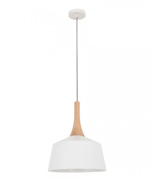 NORDIC: Modern Scandinavian Small 270mm Dome Shape Steel & Wood Pendant Lights