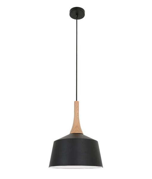 NORDIC: Modern Scandinavian Small 270mm Dome Shape Steel & Wood Pendant Lights