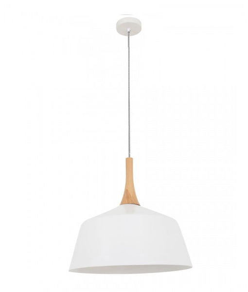 NORDIC: Modern Scandinavian Medium 400mm Dome Shape Steel & Wood Pendant Lights