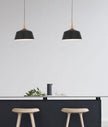 NORDIC: Modern Scandinavian Medium 400mm Dome Shape Steel & Wood Pendant Lights