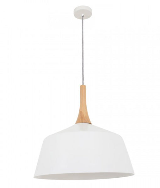 NORDIC: Modern Scandinavian Large 560mm Dome Shape Steel & Wood Pendant Lights