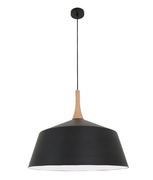 NORDIC: Modern Scandinavian Large 560mm Dome Shape Steel & Wood Pendant Lights