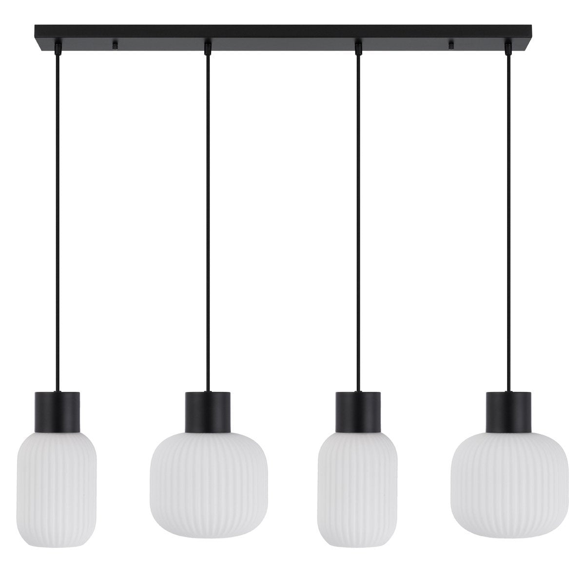 Nori 4 Light Pendant Light in Matt Black with Opal Glass