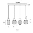 Nori Black & Opal Ribbed Glass 4 Light Bar Pendant