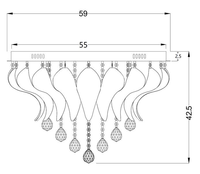Odessa Chrome, Frost & Crystal 10 Light G9 60cm Close To Ceiling Light