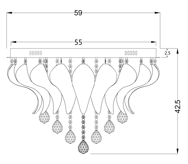 Odessa Chrome, Frost & Crystal 10 Light G9 60cm Close To Ceiling Light