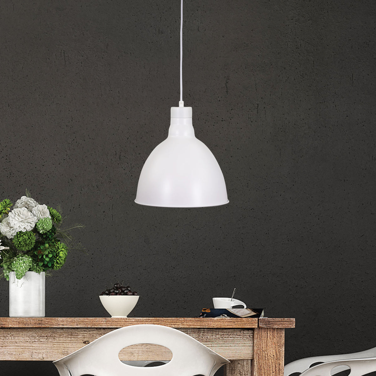 Dawson 25 White Barn Style Metal Pendant Shade Only