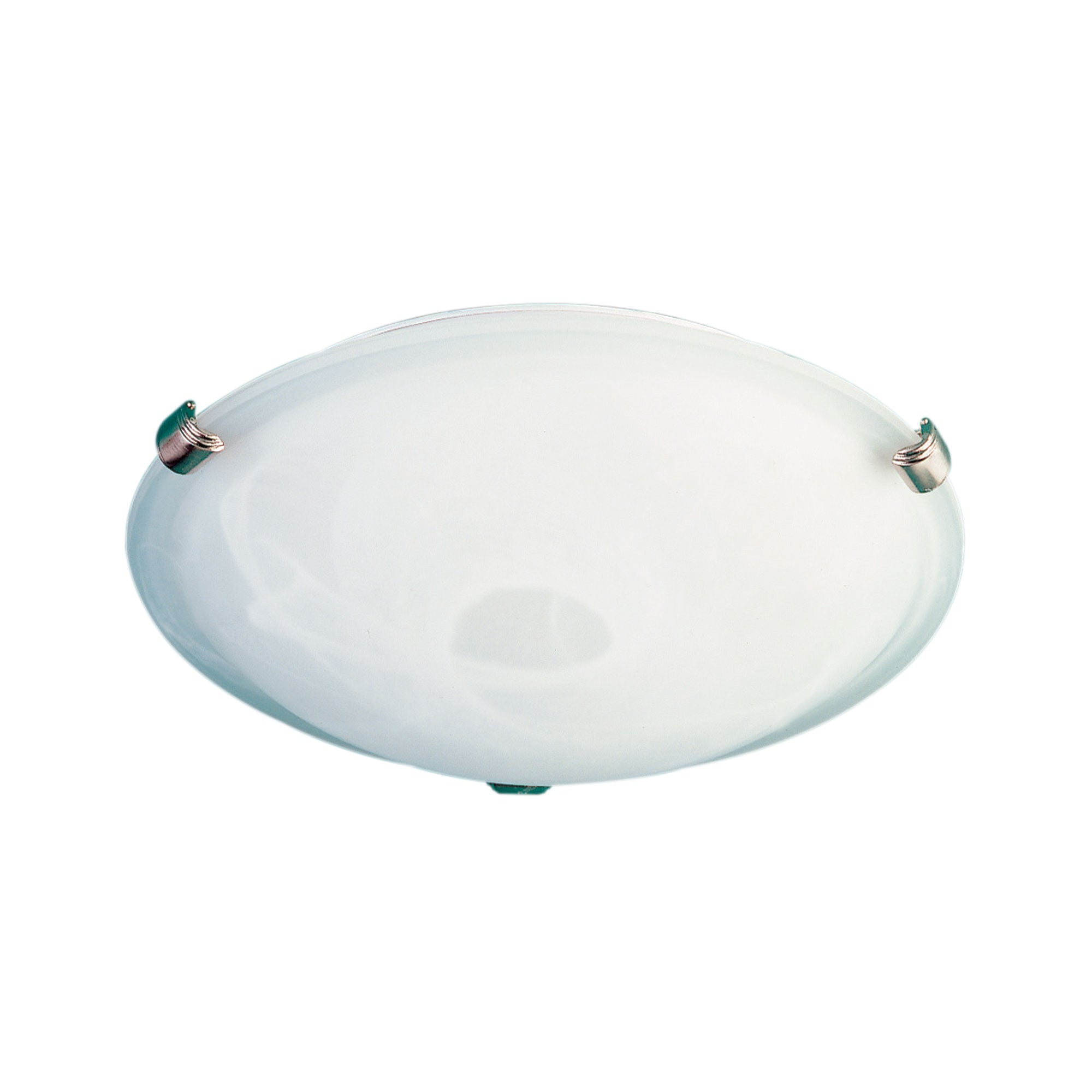 Remo 30 Alabaster Glass Oyster With Brushed Chrome Clips E27