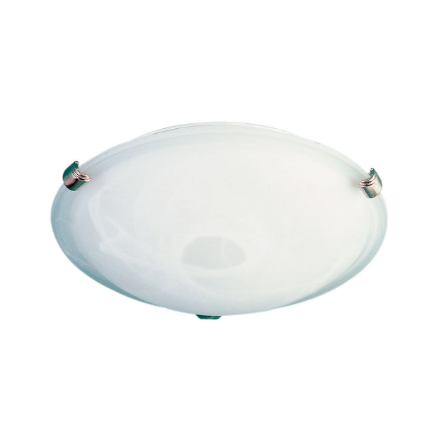 Remo 30 Alabaster Glass Oyster With Brushed Chrome Clips E27