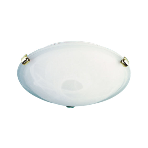 Remo 30 Alabaster Glass Oyster With Gold Clips E27