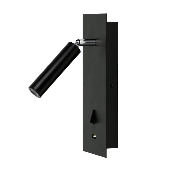 Hotel 3W LED Spot With Usb &Amp; Switch Black