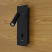 Hotel Black 3W 4000K LED Spot Wall Light With USB & Switch