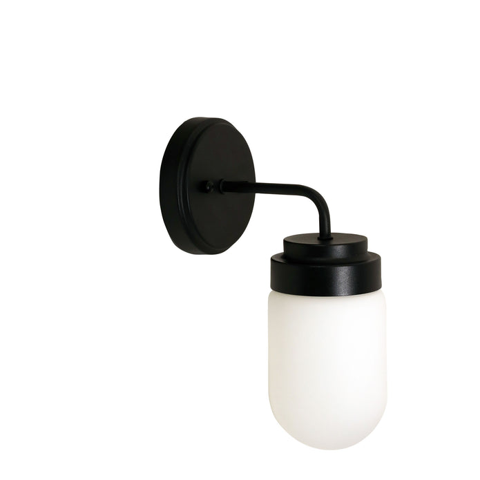 Dunburn Black & Opal Matt Glass E27 IP44 Wall Light