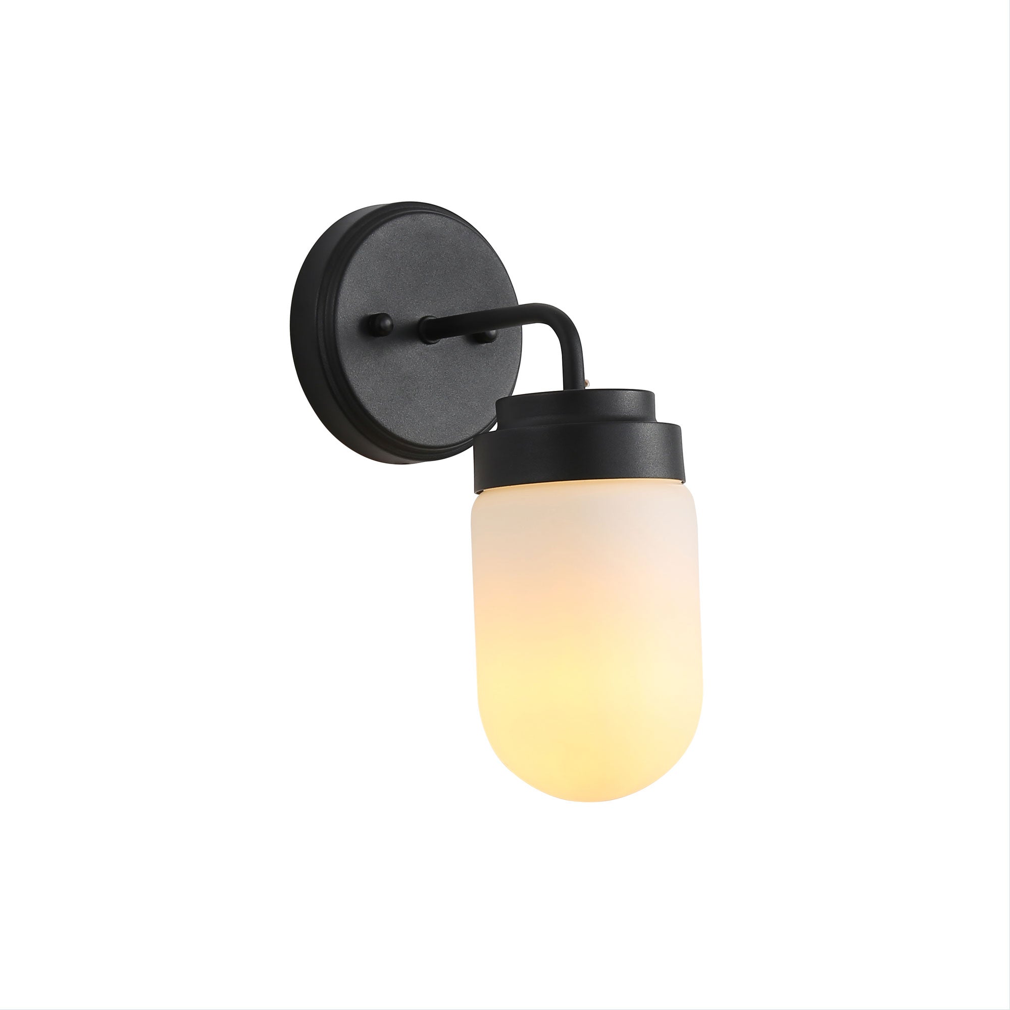 Dunburn Black & Opal Matt Glass E27 IP44 Wall Light