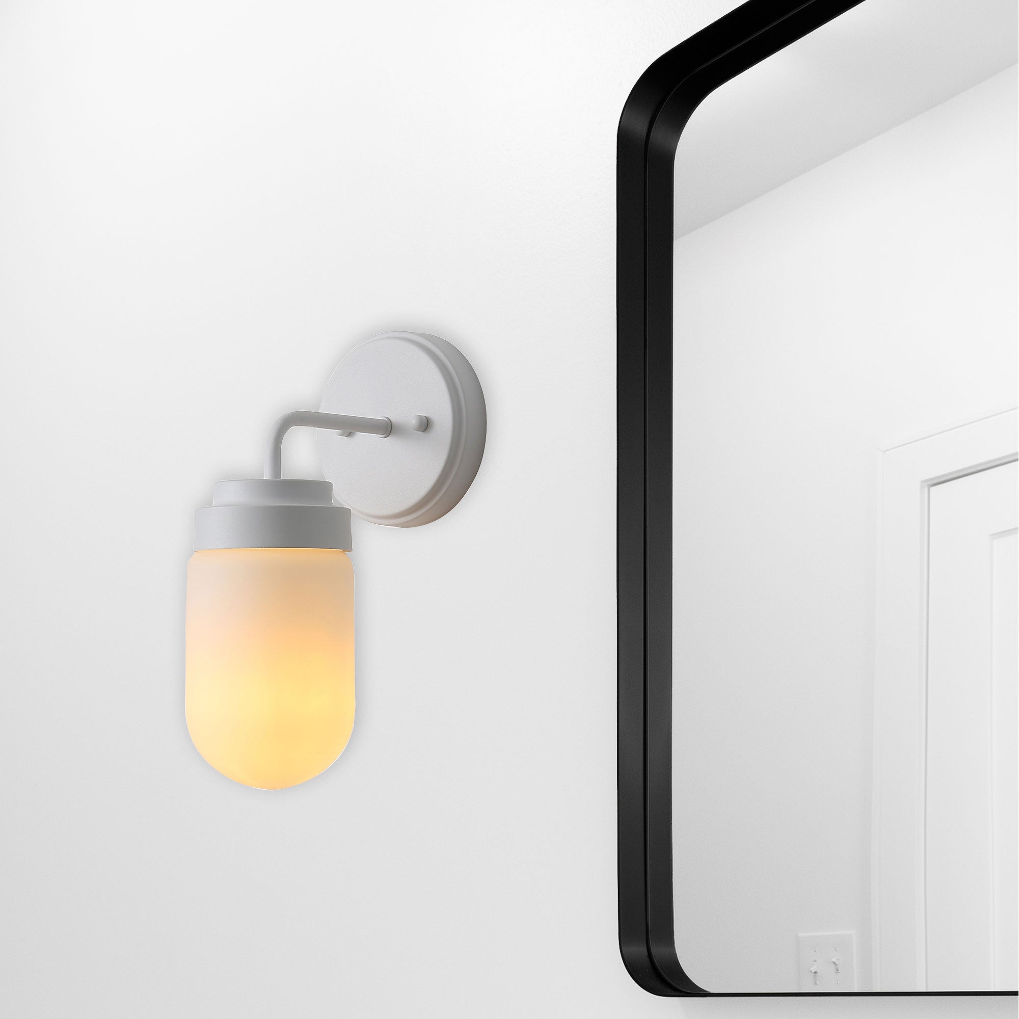 Dunburn White & Opal Matt Glass E27 IP44 Wall Light
