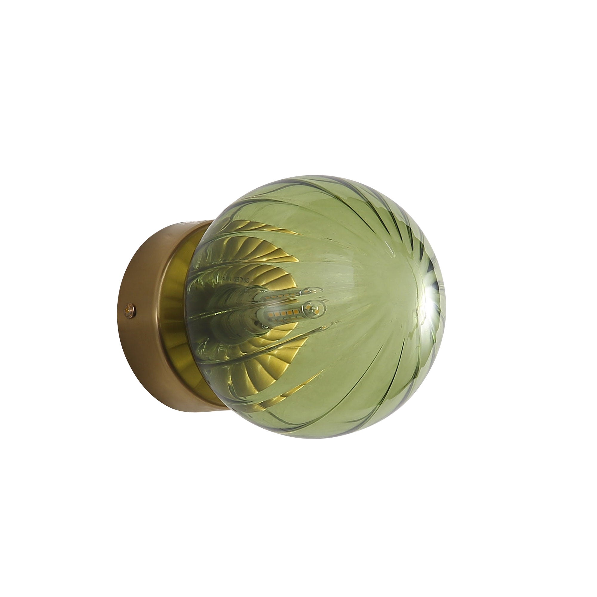 Juni G9 Green IP44 Ribbed Optic Glass Wall Light