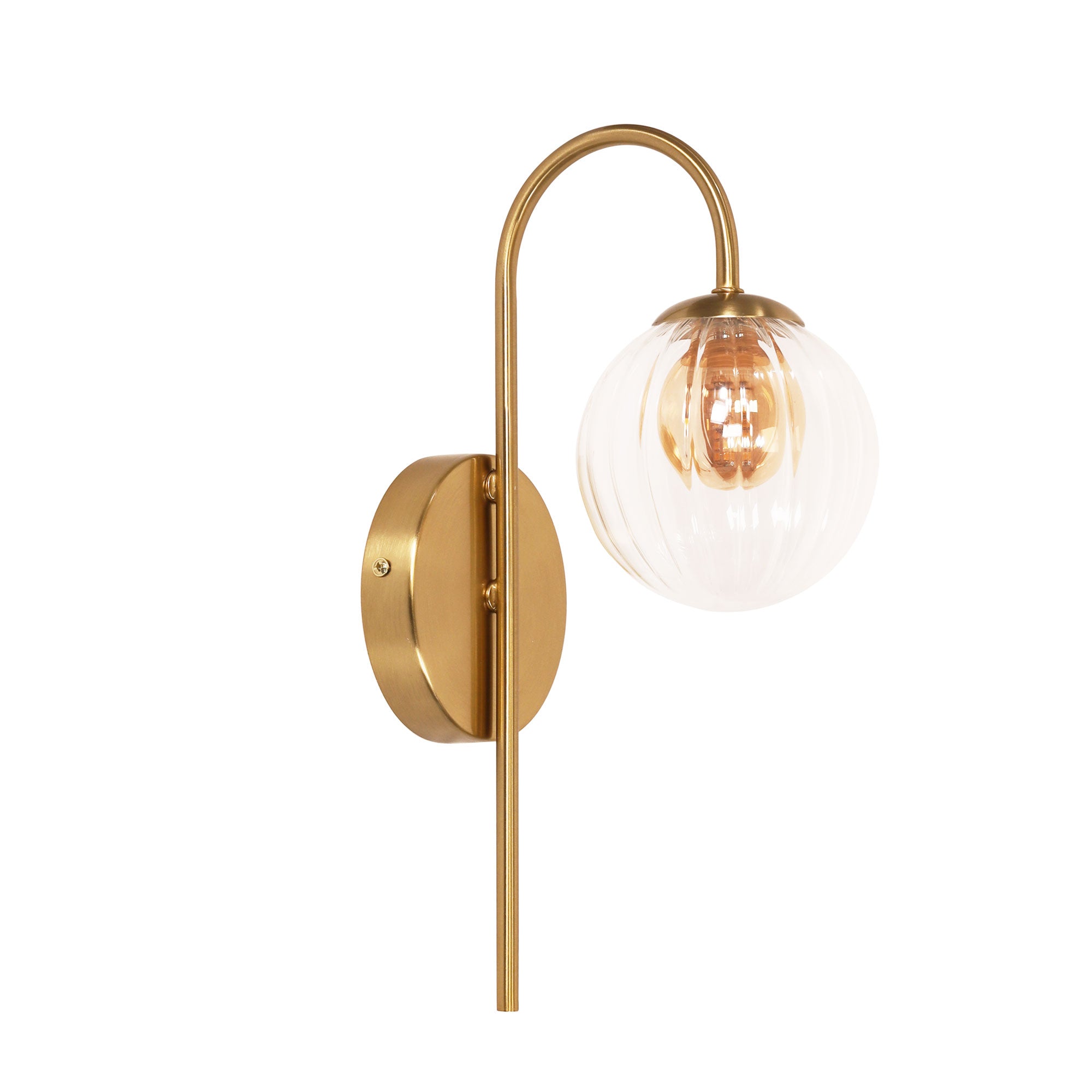 Alta Satin Brass Clear and Amber Glass Sphere Wall Light