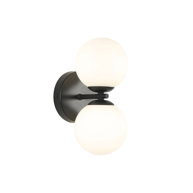 Oberon 2 Black & Opal Matt Glass G9 Twin Wall Light