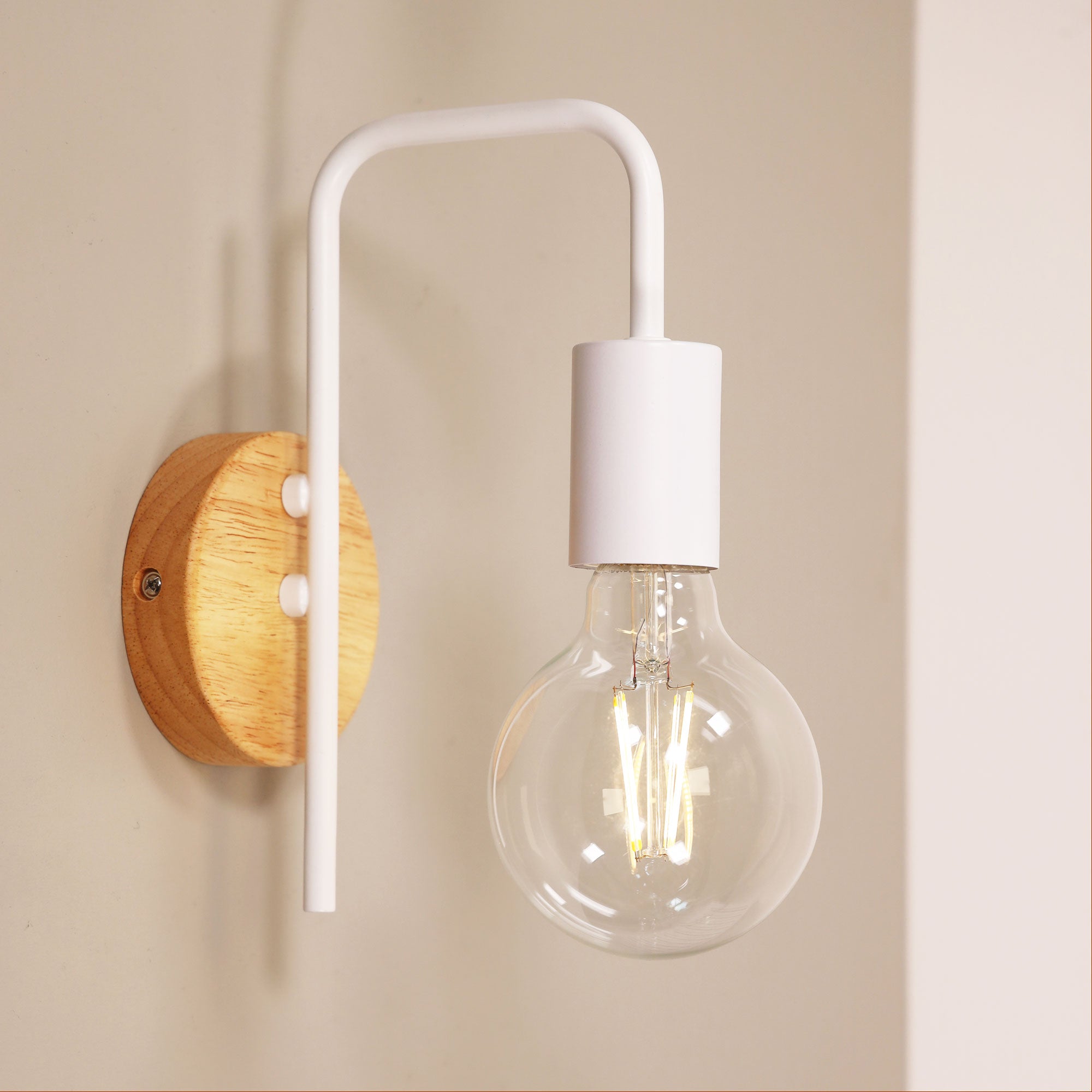 Lane White & Real Timber Wall Light