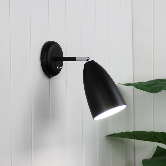 Salem Black E27 Adjustable Wall Light with Switch