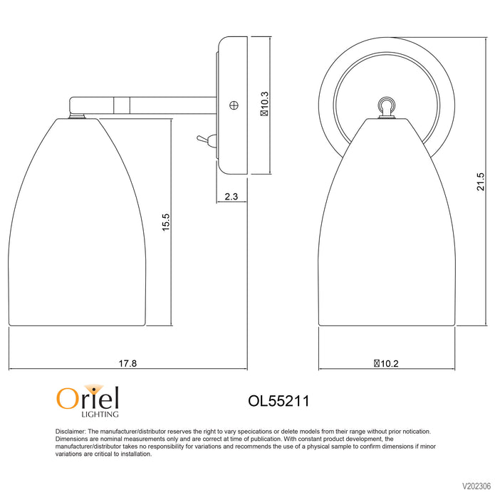 Salem White E27 Adjustable Wall Light with Switch