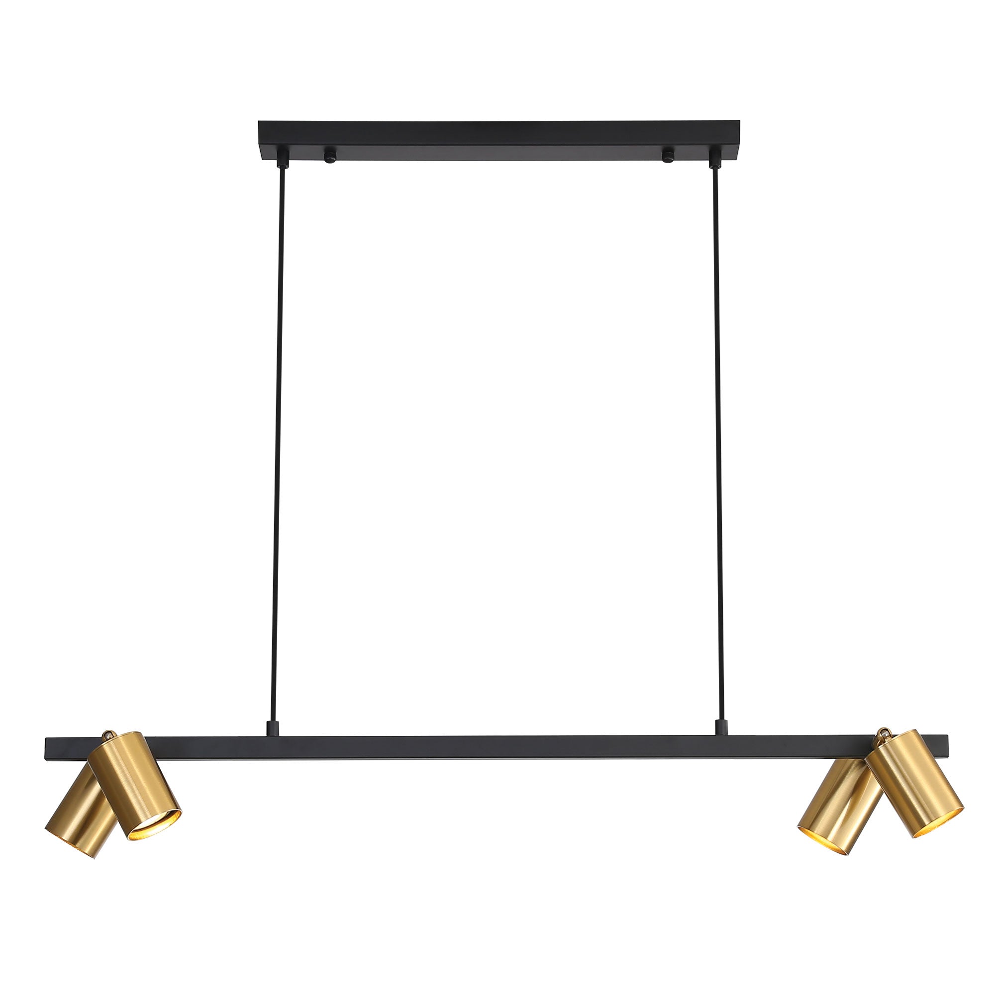 Bridge.4 Black & Satin Brass GU10 4 Light Adjustable Spot Bar Pendant