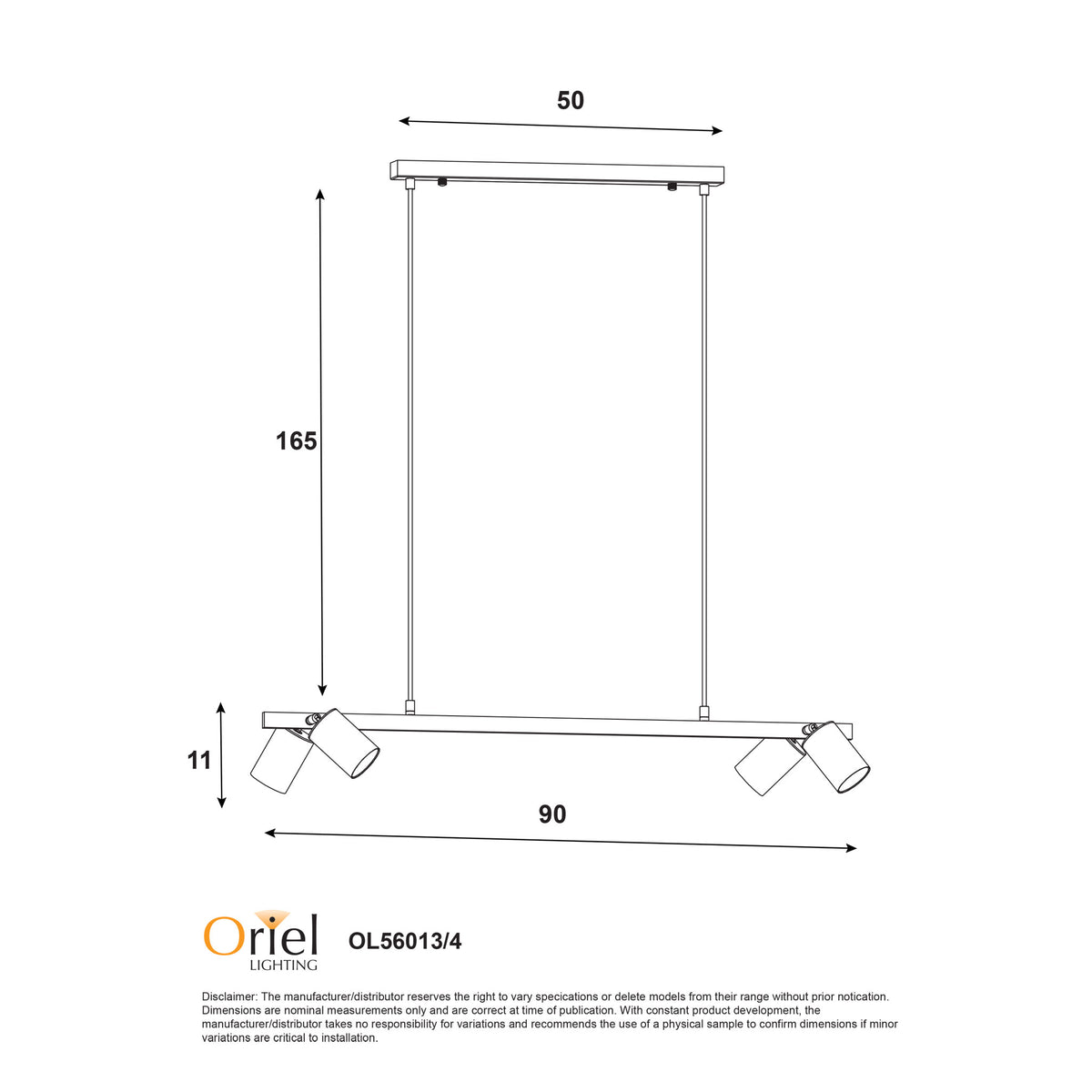 Bridge 4 Black GU10 4 Light Adjustable Spot Bar Pendant