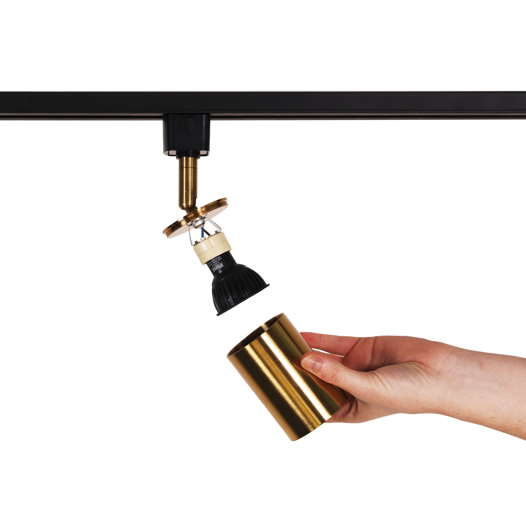 Bridge Black & Satin Brass GU10 Adjustable Track Head