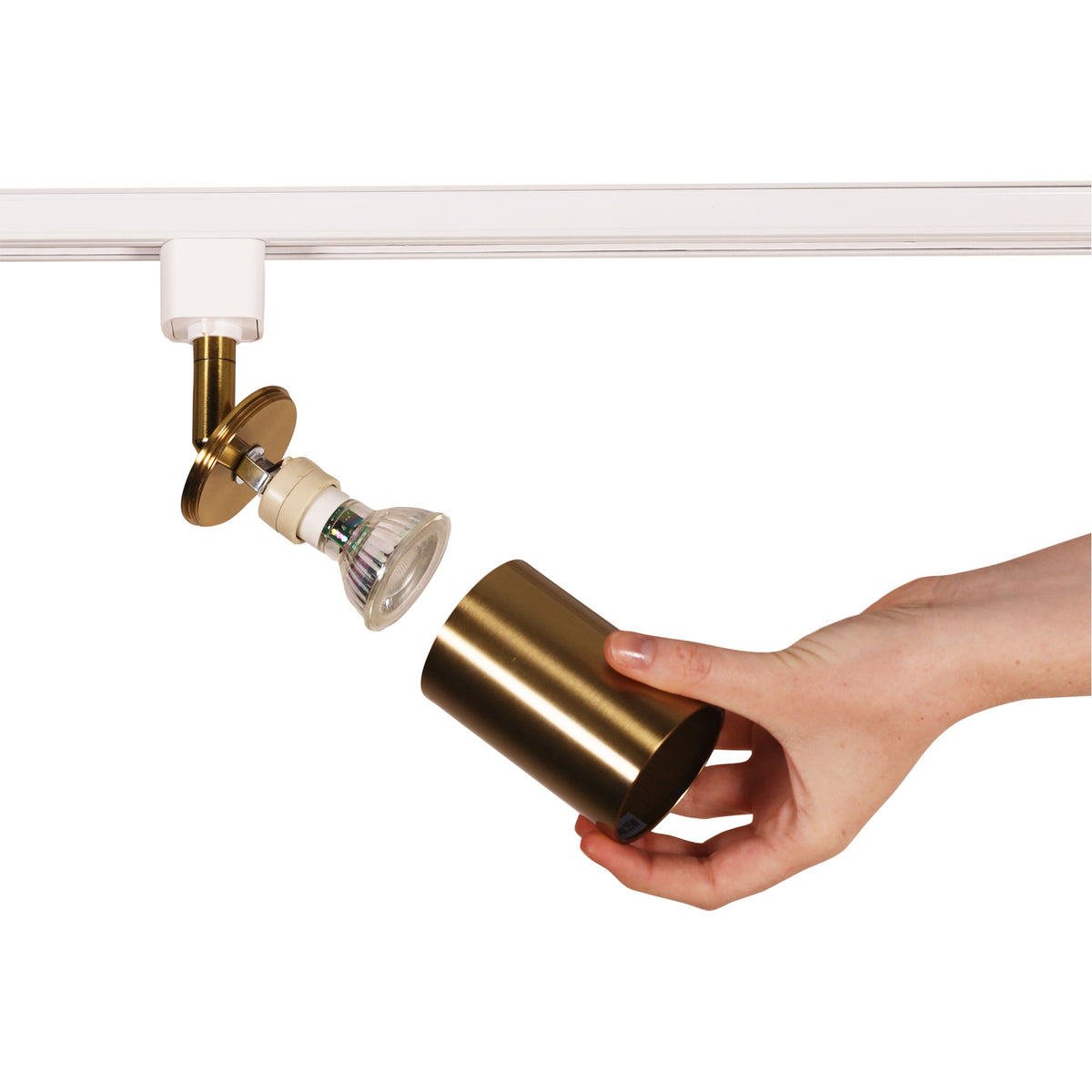 Bridge White & Satin Brass GU10 Adjustable Track Head
