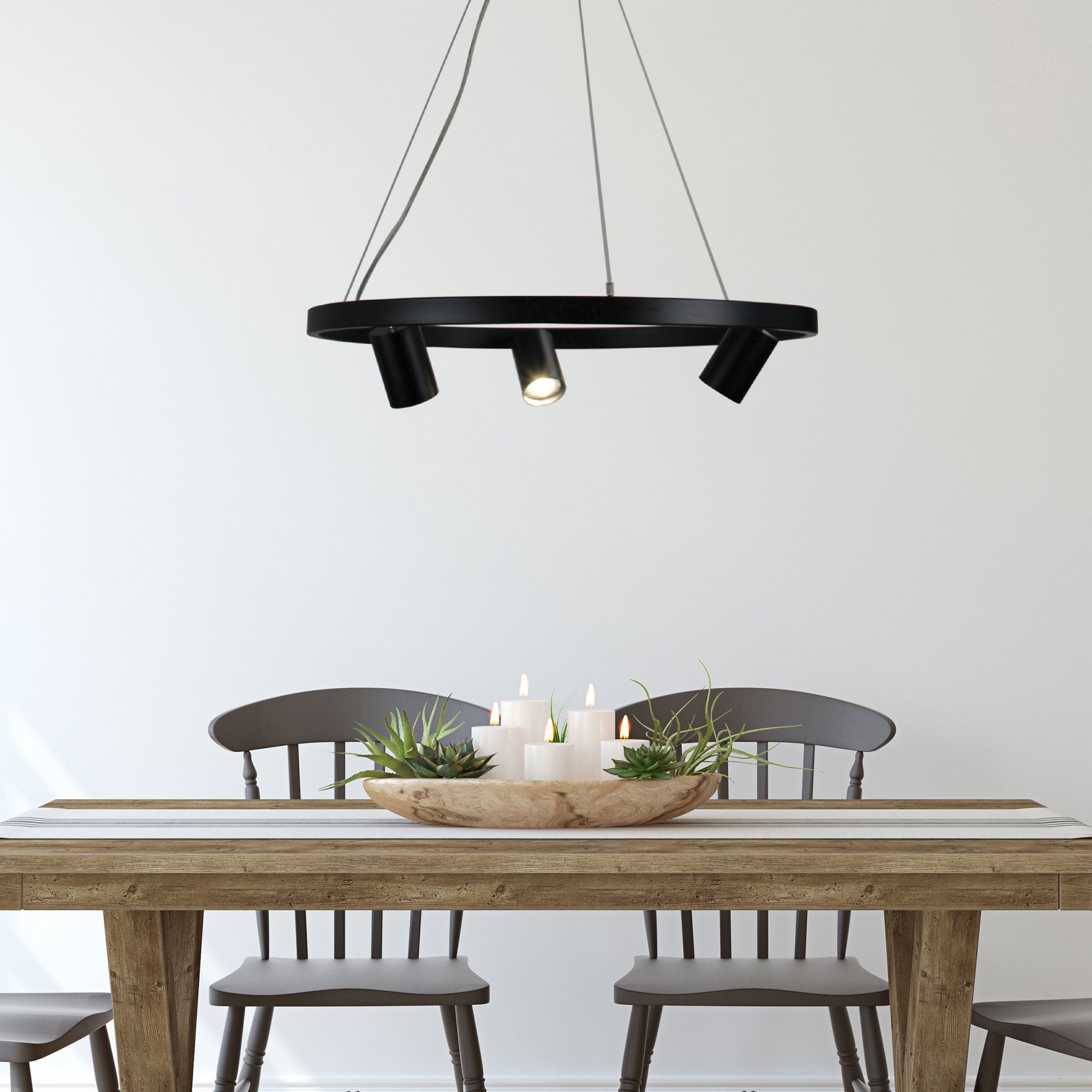 Pano.3 Black GU10 3 Light Round Adjustable Spot Pendant