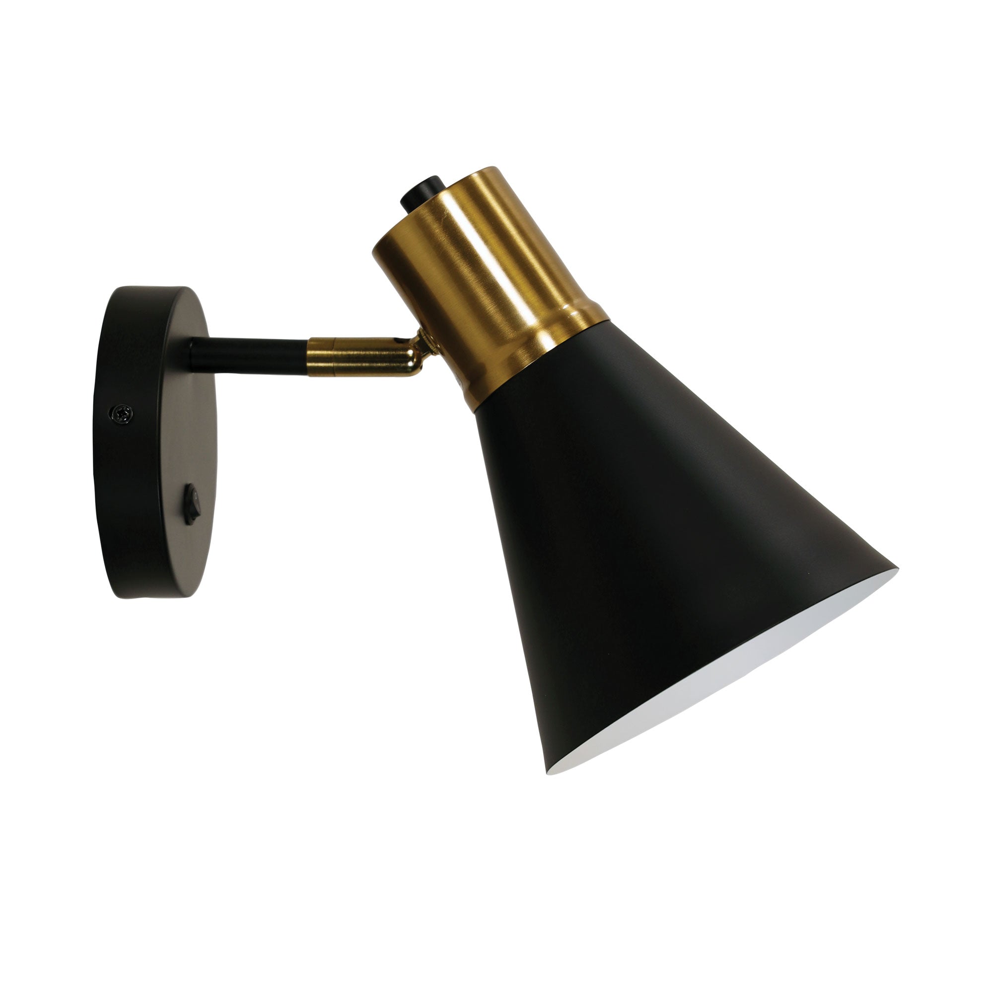 Norbert Black & Satin Brass Adjustable Wall Light With Switch