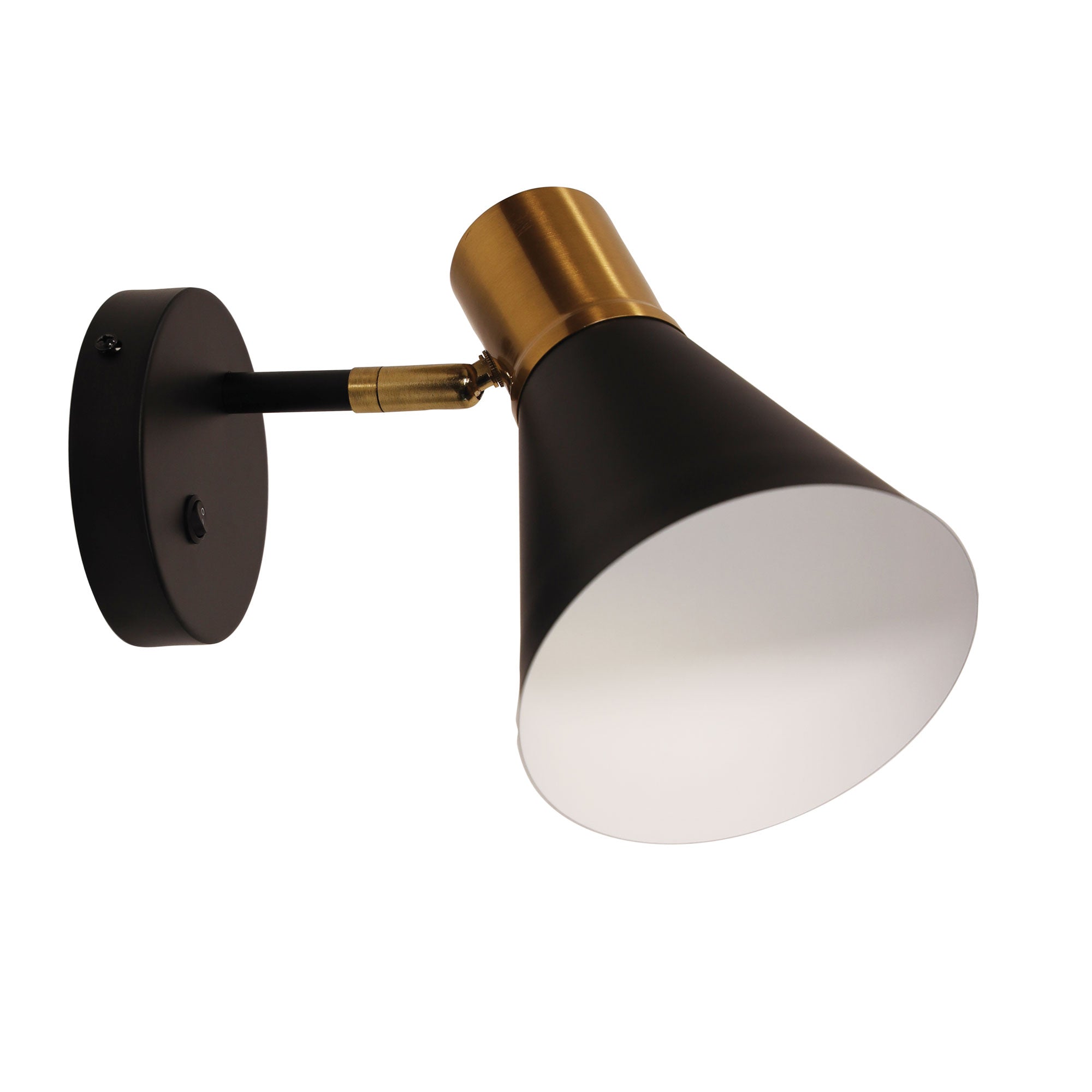 Norbert Black & Satin Brass Adjustable Wall Light With Switch
